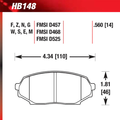 HB148.G Hawk Brake Pads Miata DTC-60